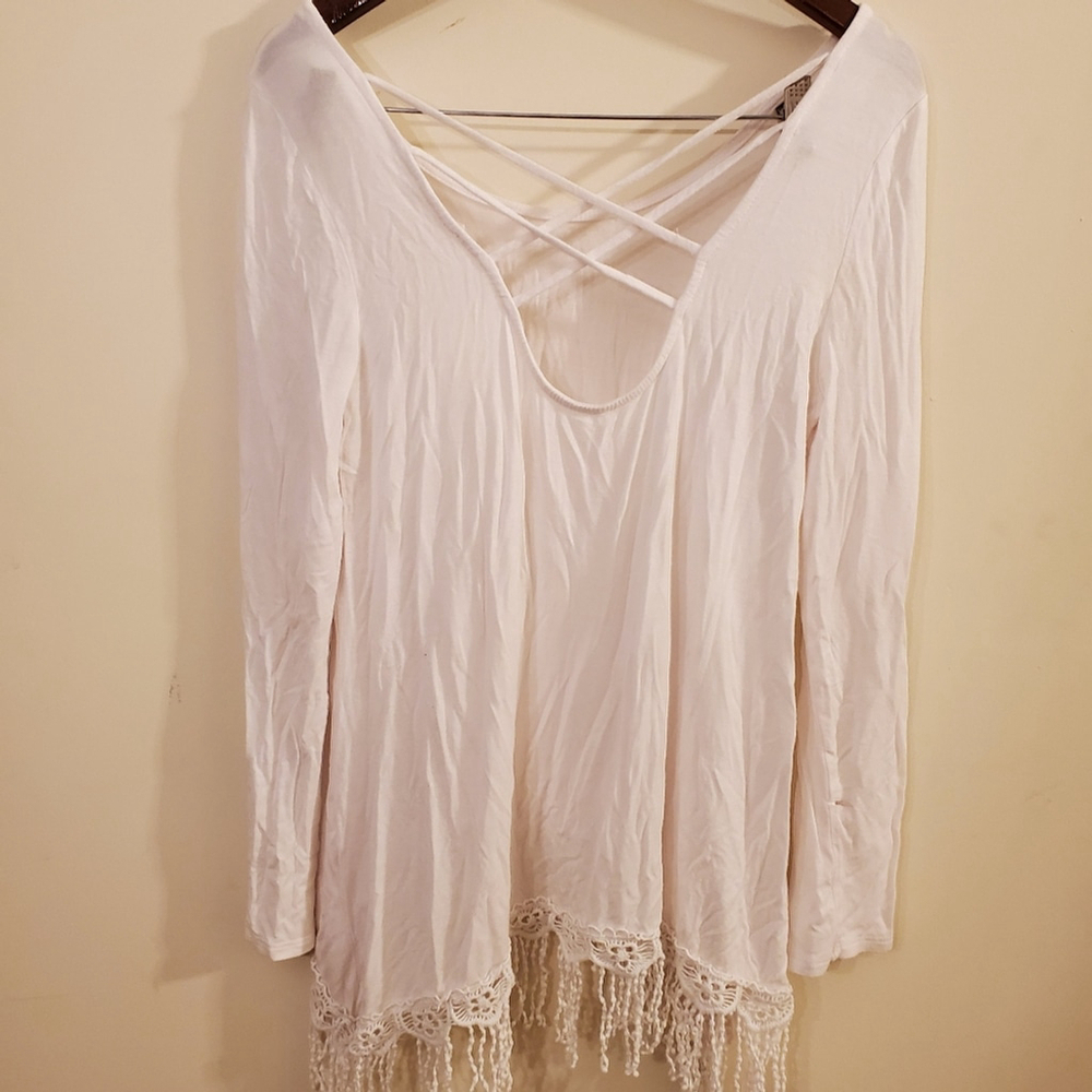 Flowy Boho White Tunic - Picture 4 of 4